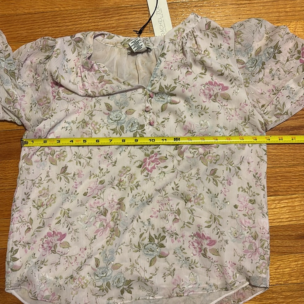 Rachel Zoe VINTAGE Pink & Green Floral Blouse Sm Partial Button FREE SHIPPING - Picture 8 of 9